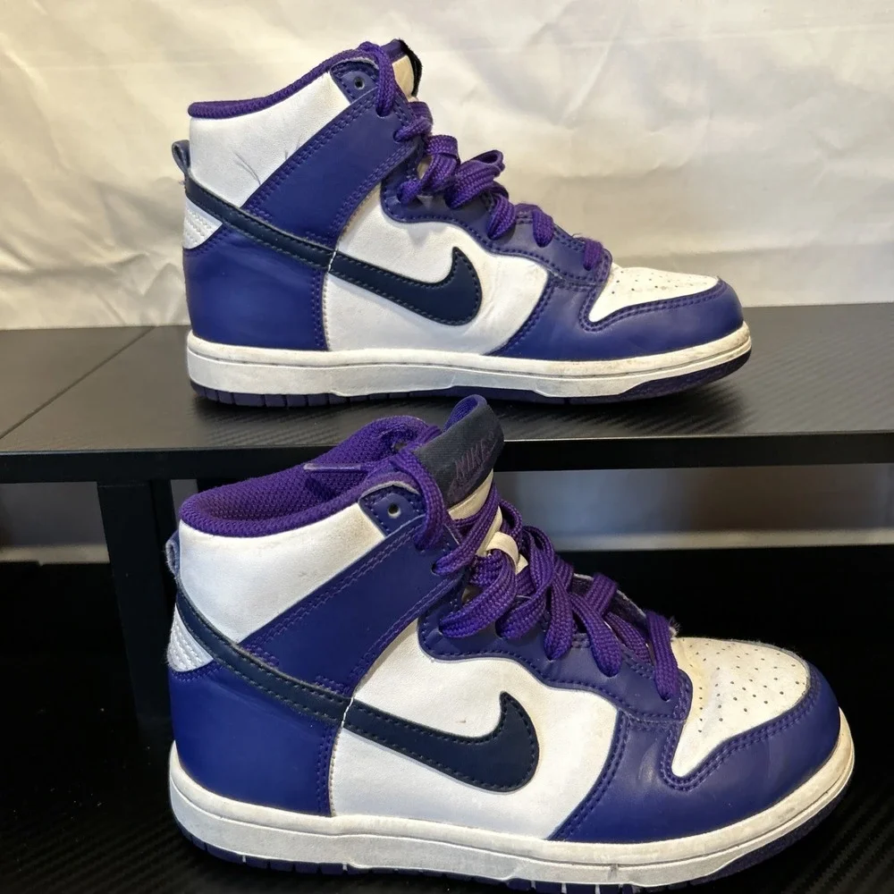 Nike Dunk High DH9753-100 Purple White Unisex Kids Sneakers US 1Y Leather‎